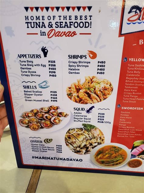 marina tuna menu|Davao Marinatuna Seafoods, Davao City .